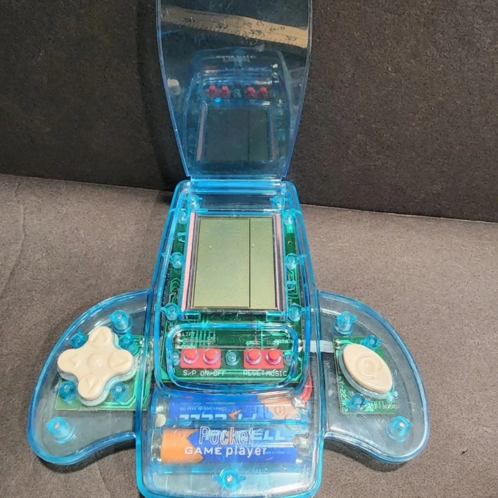 Pocket Game Player‎ Handheld Brick Game Console Transparent Blue Flip Top Retro